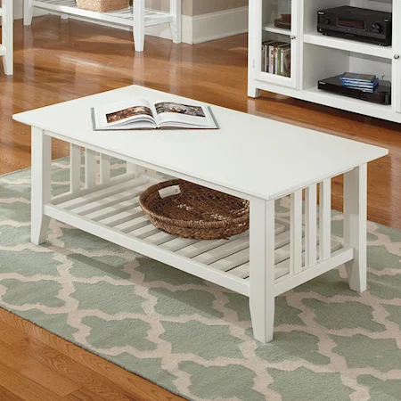 Rectangular Cocktail Table with Slat Shelf